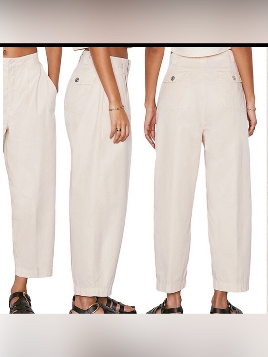 Frame Denim Pants - FRAME Fluid Twill Pleated Pants Size 30 NWT Off White Cream Barrel Cotton $280